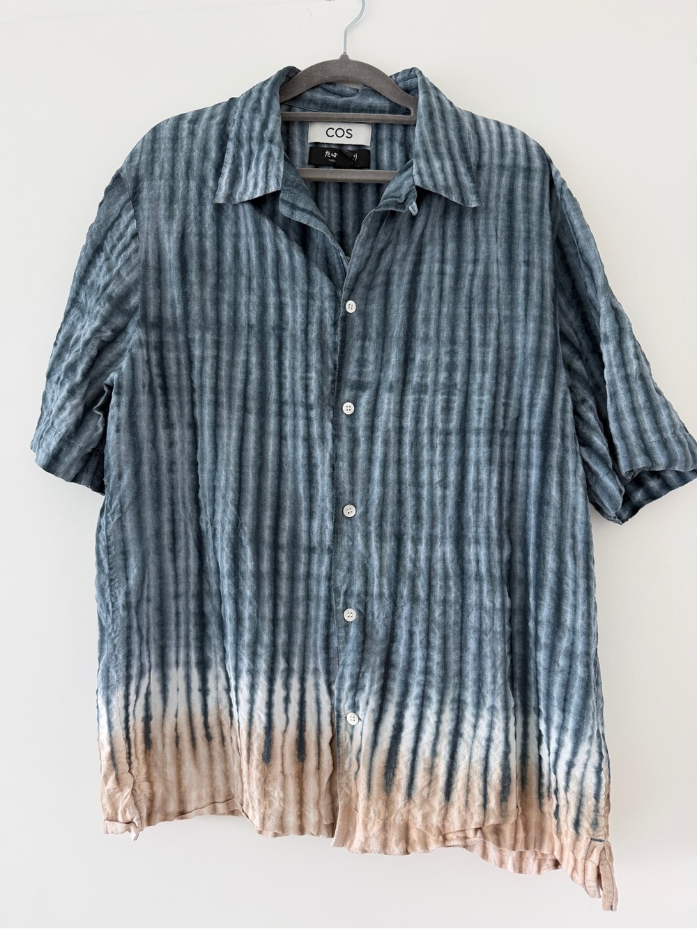 COS x Tabata Shibori Camp-Collar Mens Medium Button Up Shirt Short Sleeve
